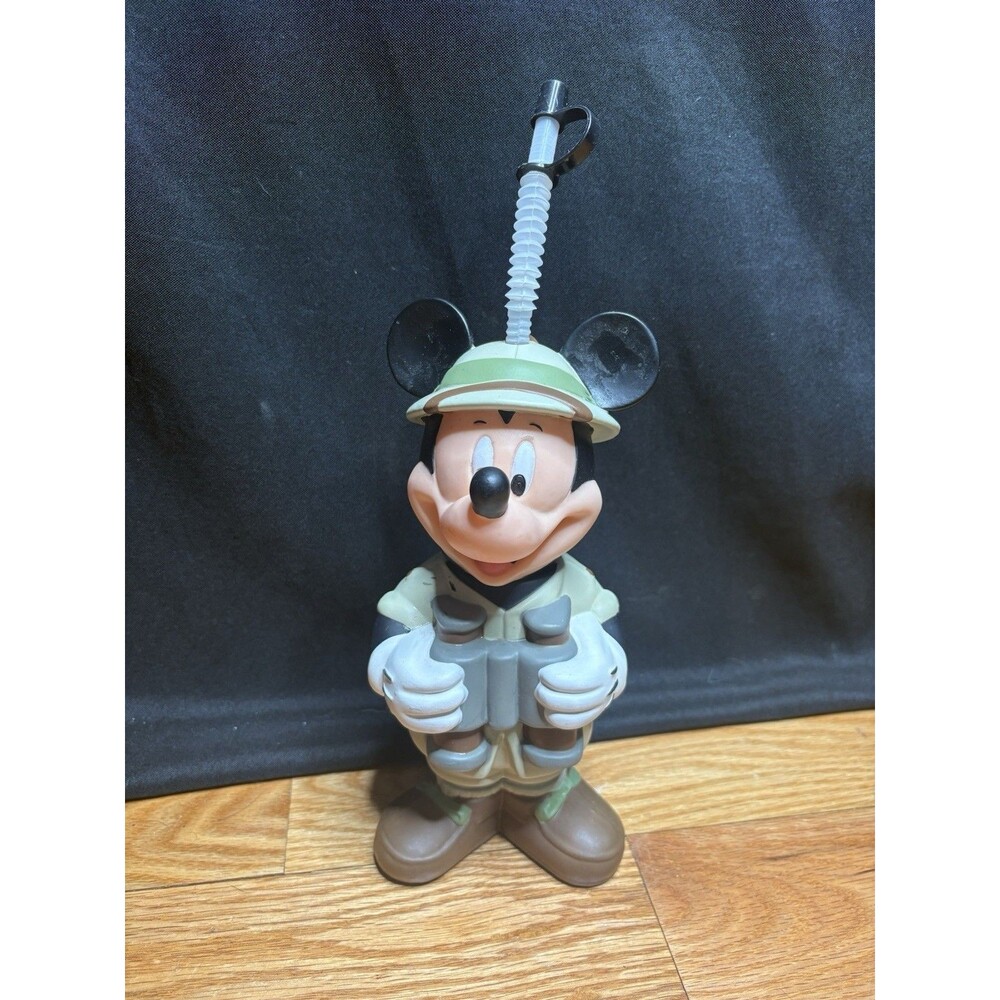 Vintage Disney Safari Mickey Mouse Sipper Big Bottle Straw Water Cup